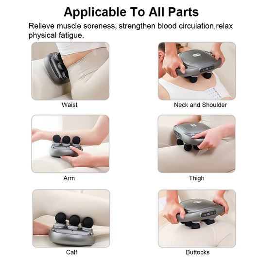 Fascia Gun Muscle Massager Gun High Frequency Back Waist Massage Machine Six-head Body Shoulder Professional