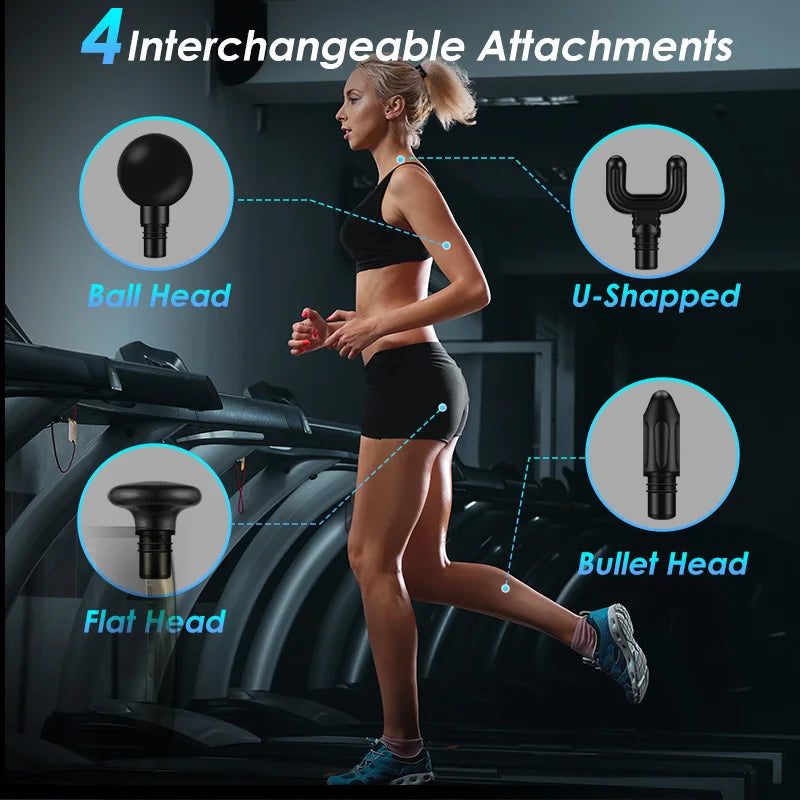 Sejoy Mini Portable Fascia Massage Gun with LED Touch Screen 4 Replaceable Massage Heads 10 Speeds Percussion Massager