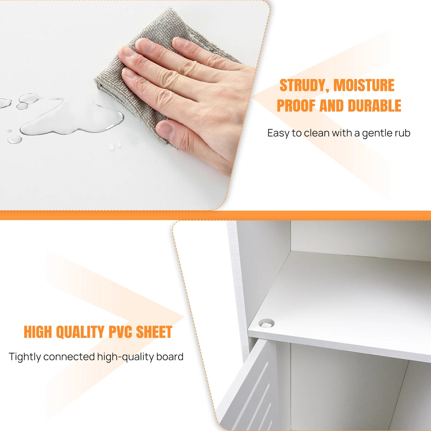 Bathroom Storage Cabinet, White PVC Bathroom Storage Unit Bathroom Cabinets Free Standing Slim, 116*20*20cm