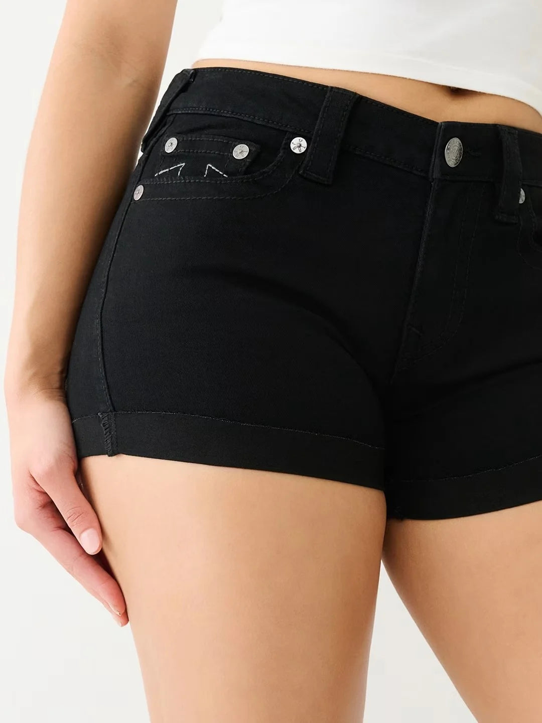 Retro Buddha Short Women Y2K Skirt Goth Hip Hop Pocket Embroidery Sexy Black Loose Denim Shorts Women High Waist Slim Mini Skirt