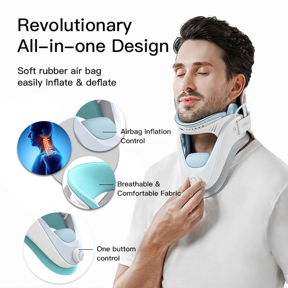 Cervical Neck Traction Device with Airbag Support Neck Brace Gifts for Men/Women/Dad/Mom/Him/Her for Cervical Spine Alignment