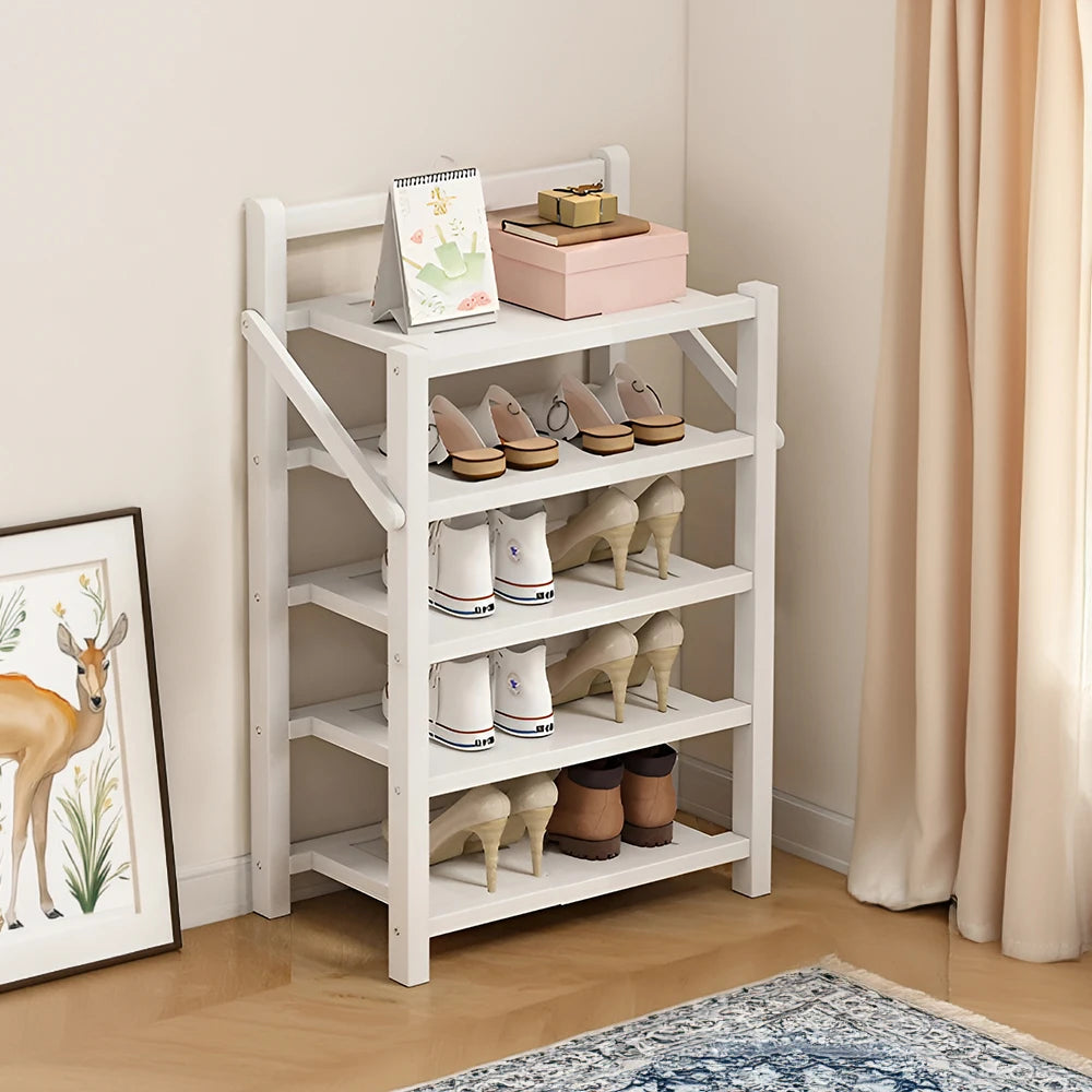 Voltsify Foldable 5-Tier Bamboo Shoe Rack, Waterproof, No-Assembly Storage Shelf for Home, Office & Entryway