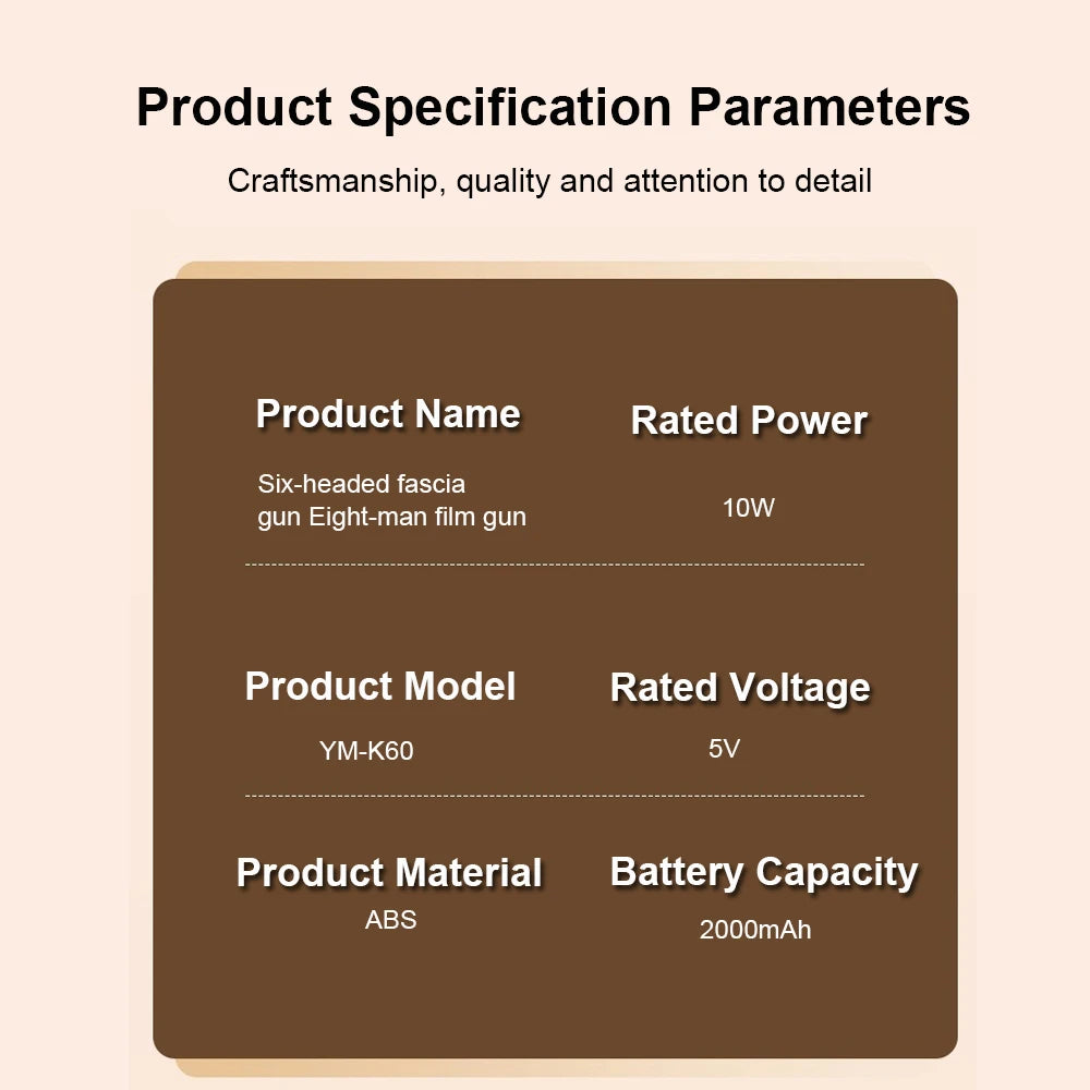 Fascia Gun Muscle Massager Gun High Frequency Back Waist Massage Machine Six-head Body Shoulder Professional