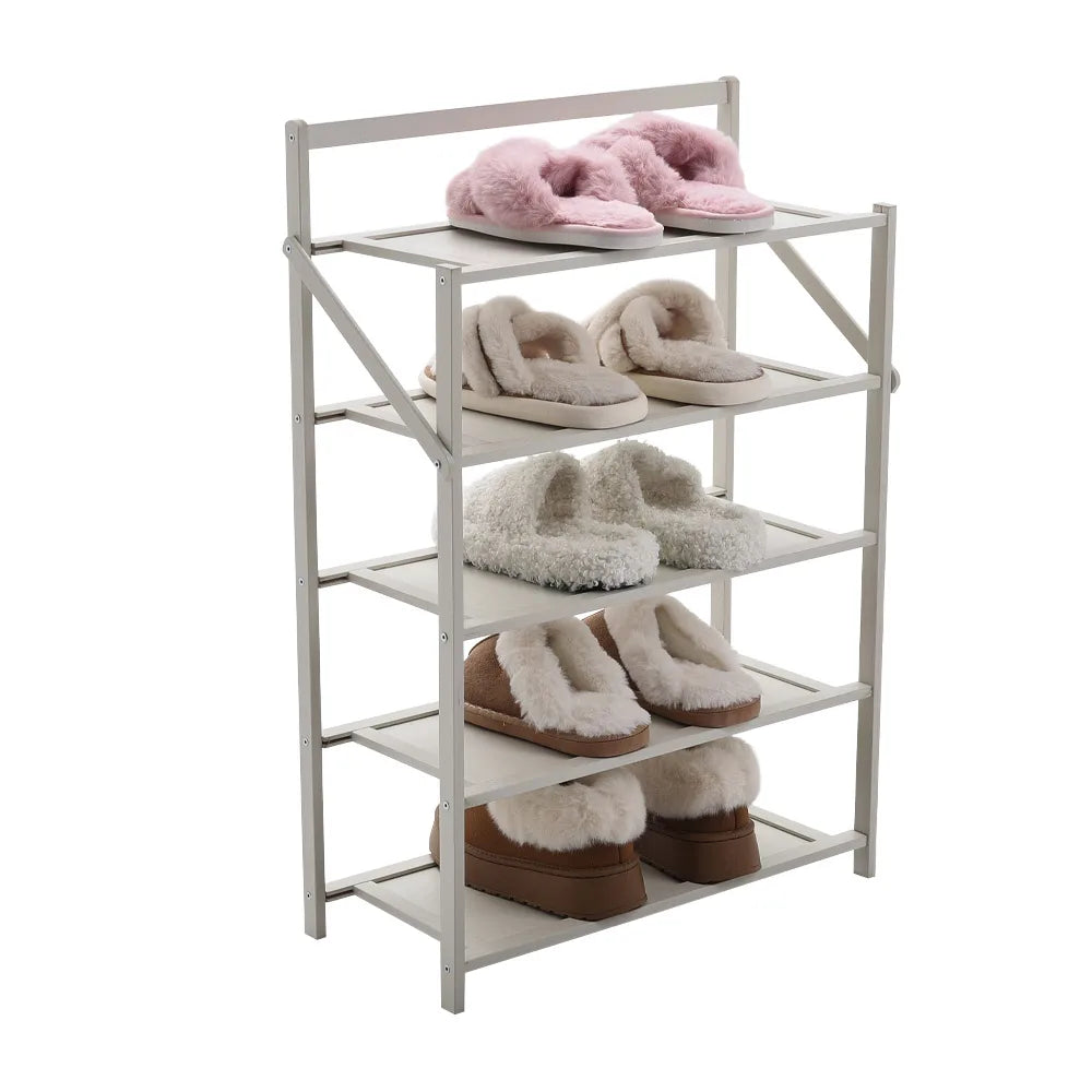 Voltsify Foldable 5-Tier Bamboo Shoe Rack, Waterproof, No-Assembly Storage Shelf for Home, Office & Entryway
