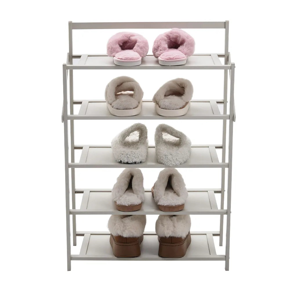 Voltsify Foldable 5-Tier Bamboo Shoe Rack, Waterproof, No-Assembly Storage Shelf for Home, Office & Entryway