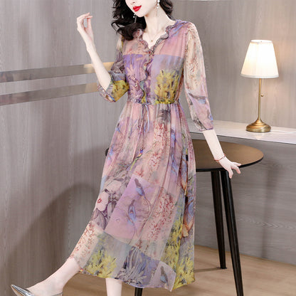 New Floral Dress Silk Slim-fit Women