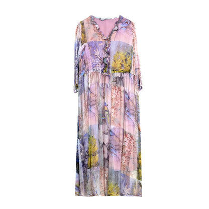 New Floral Dress Silk Slim-fit Women