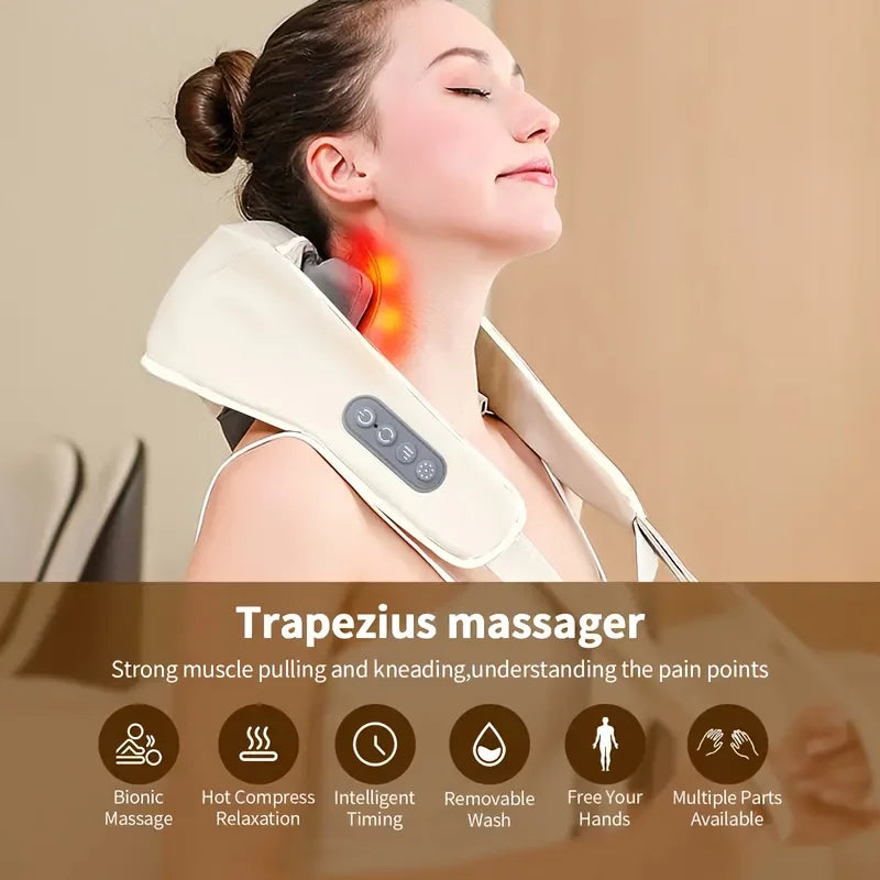 Electric Neck And Shoulder Massager Wireless Shoulder & Back Massage Pillow Trapezius Neck Cervical Back Massage Shawl Gifts