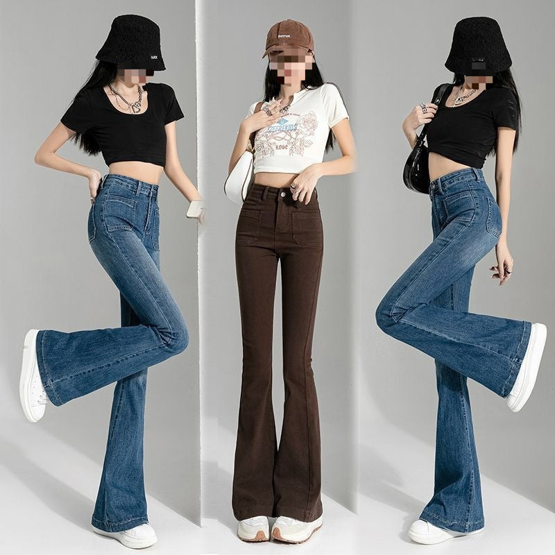 Spring And Autumn Hot Girl Slightly Flared Jeans Women