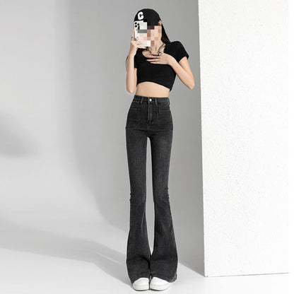 Spring And Autumn Hot Girl Slightly Flared Jeans Women