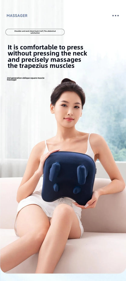 Trapezius Massage Pillow Wireless Electric Car Home Massager Heating Waist Neck Leg Cervical Shiatsu Kneading Rechargeable