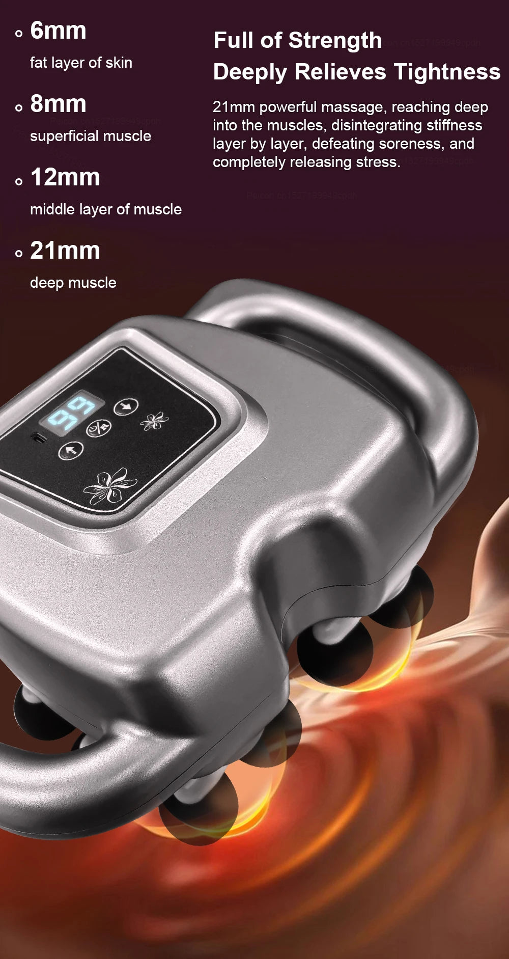 Fascia Gun 16-Head Muscle Massage Gun Professional Body Leg Back Shoulder Waist Fascia Gun High Frequency Vibration Massager Gun