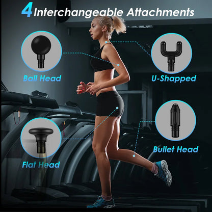 Sejoy Mini Portable Fascia Massage Gun with LED Touch Screen 4 Replaceable Massage Heads 10 Speeds Percussion Massager