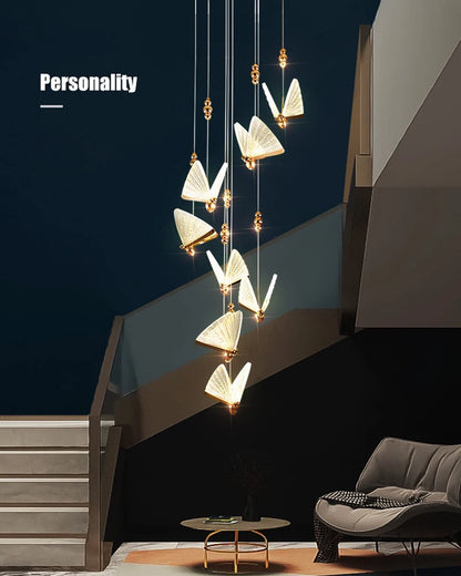 Nordic Colorful Butterfly LED Pendant Lamps for Home Bedroom Living Room Indoor Golden LED Suspened Hanging Chandelier Lighting