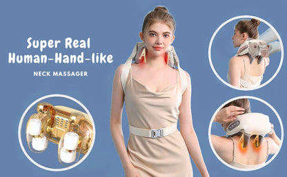 Neck Shoulder Massager Deep Tissue Shiatsu Back Massagers with Heat for Pain Relief Electric Kneading Squeeze Muscles Massage