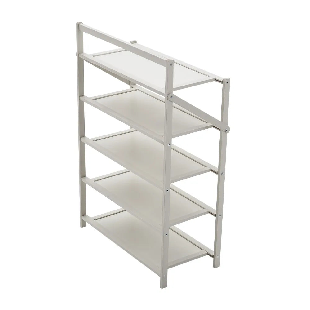 Voltsify Foldable 5-Tier Bamboo Shoe Rack, Waterproof, No-Assembly Storage Shelf for Home, Office & Entryway