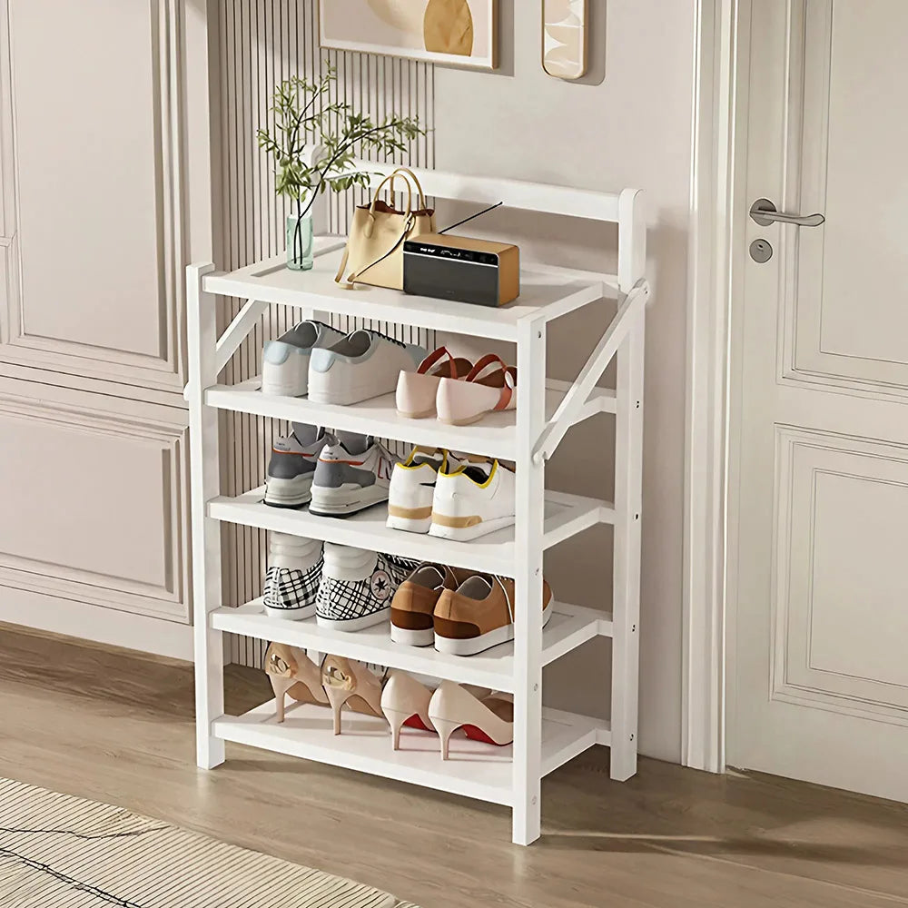 Voltsify Foldable 5-Tier Bamboo Shoe Rack, Waterproof, No-Assembly Storage Shelf for Home, Office & Entryway