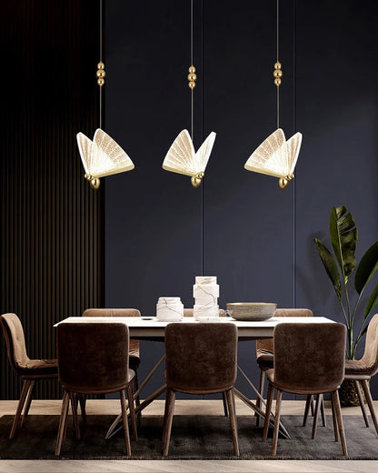 Nordic Colorful Butterfly LED Pendant Lamps for Home Bedroom Living Room Indoor Golden LED Suspened Hanging Chandelier Lighting