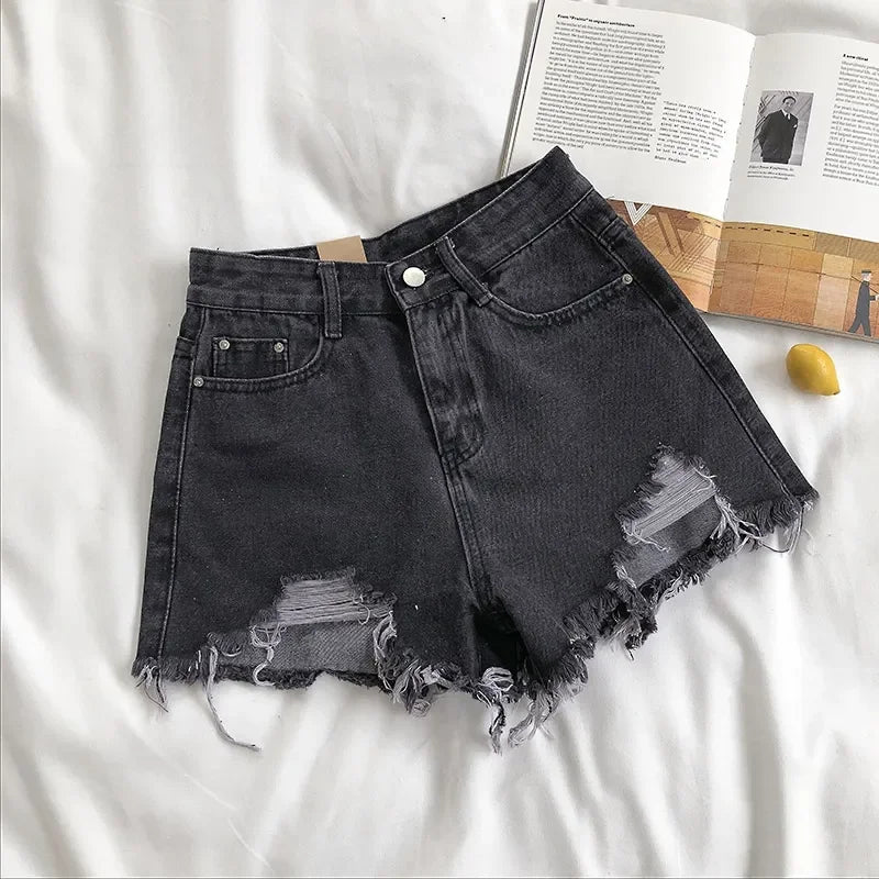 Retro Buddha Short Women Y2K Skirt Goth Hip Hop Pocket Embroidery Sexy Black Loose Denim Shorts Women High Waist Slim Mini Skirt