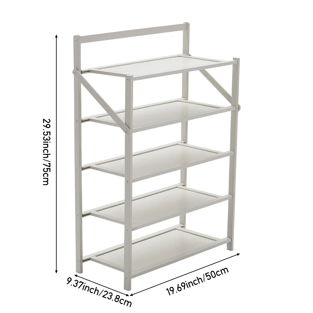 Voltsify Foldable 5-Tier Bamboo Shoe Rack, Waterproof, No-Assembly Storage Shelf for Home, Office & Entryway