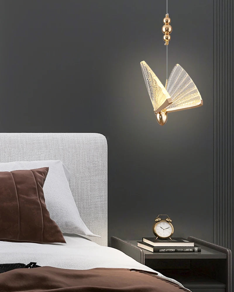 Nordic Colorful Butterfly LED Pendant Lamps for Home Bedroom Living Room Indoor Golden LED Suspened Hanging Chandelier Lighting