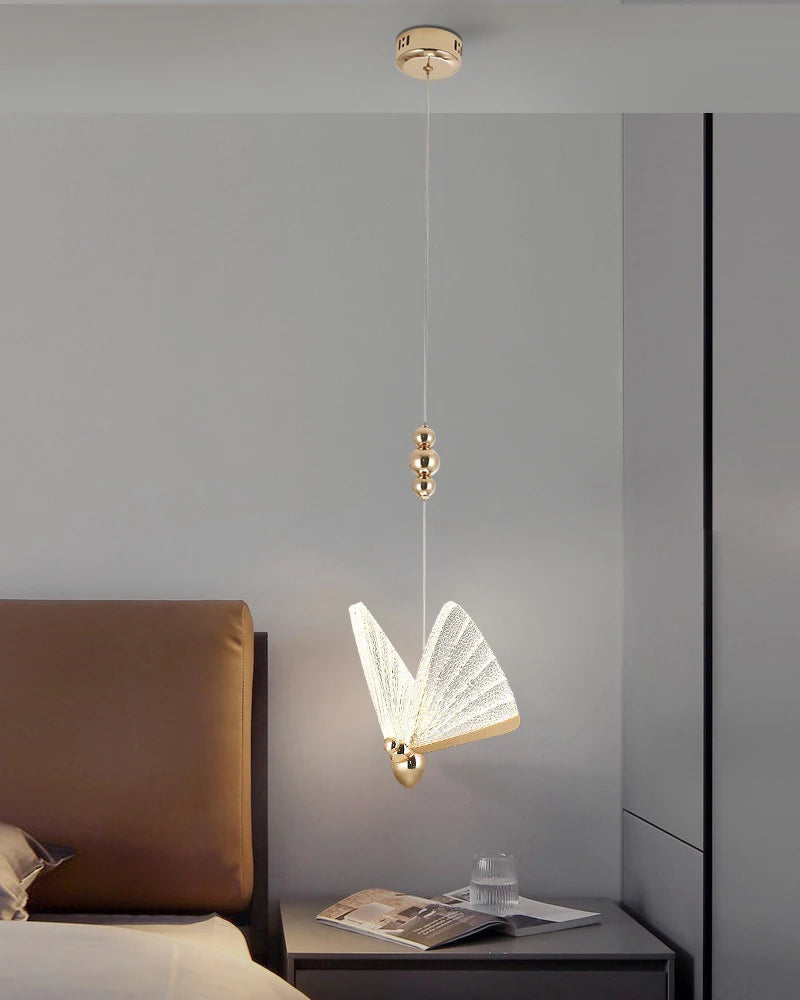 Nordic Colorful Butterfly LED Pendant Lamps for Home Bedroom Living Room Indoor Golden LED Suspened Hanging Chandelier Lighting