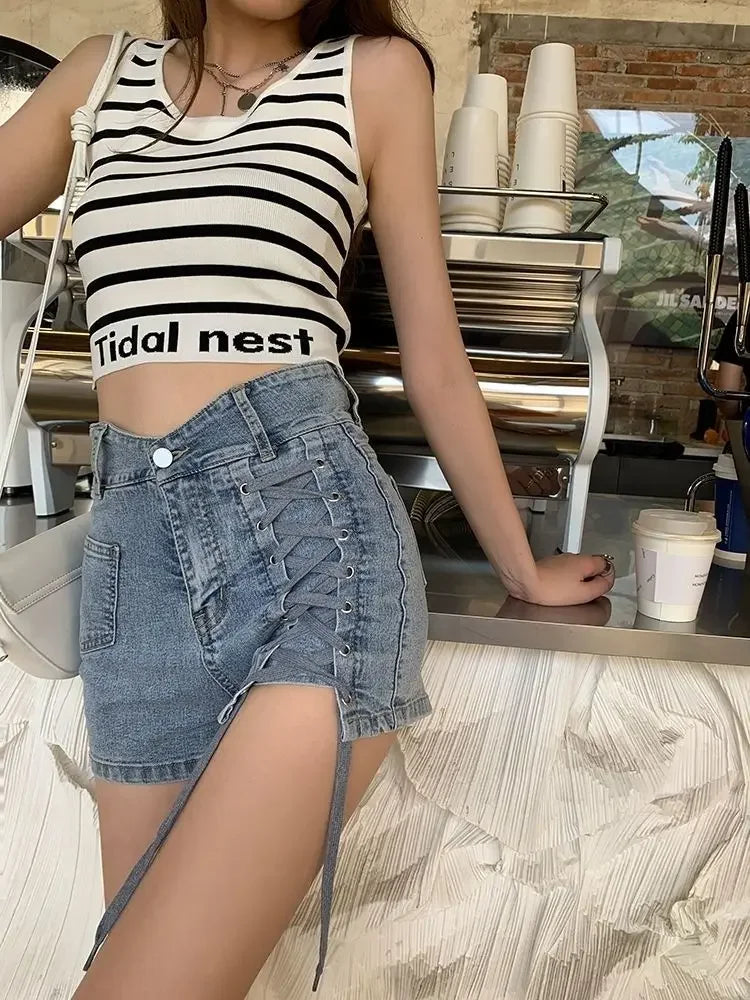 Skinny Denim Shorts For Women Jorts High Waist Tight Booty Short Jean Pants Woman Wholesale Outdoor Luxury Aesthetic Comfy Flowy