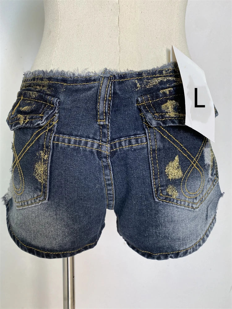 Women's Rough Edges Holes Skinny Denim Shorts Summer New Super Hot Girl Street Casual Female Hip Wrap Distressed Mini Shorts