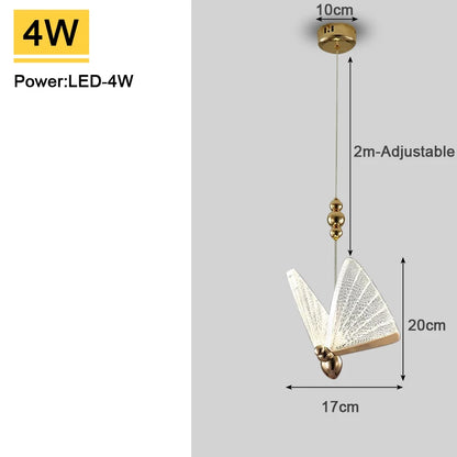Nordic Colorful Butterfly LED Pendant Lamps for Home Bedroom Living Room Indoor Golden LED Suspened Hanging Chandelier Lighting
