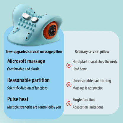 Electric Cervical Massager Neck Stretcher Pulse Traction Heating Pain Relif Chiropractic Traction Head Acupoint Massage Pillow