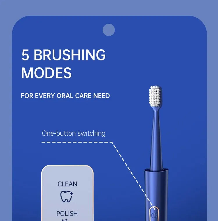Jianpai Adult Male and Female Electric Toothbrush Hollow Cup Motor Type-c Charging 5-gear Mode Sonic Electric Toothbrush