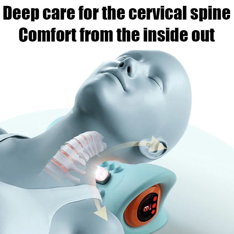 Electric Cervical Massager Neck Stretcher Pulse Traction Heating Pain Relif Chiropractic Traction Head Acupoint Massage Pillow