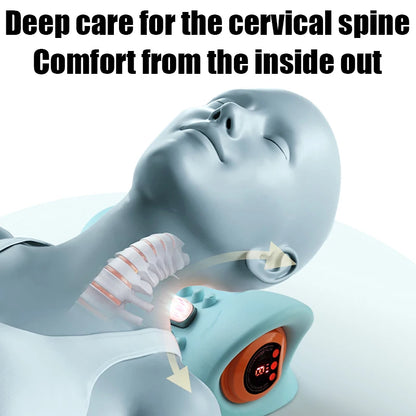 Electric Cervical Massager Neck Stretcher Pulse Traction Heating Pain Relif Chiropractic Traction Head Acupoint Massage Pillow