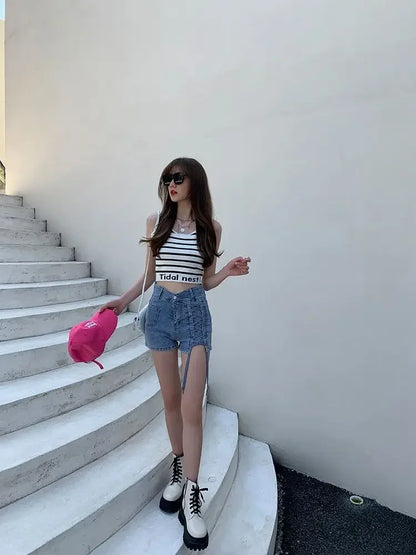 Skinny Denim Shorts For Women Jorts High Waist Tight Booty Short Jean Pants Woman Wholesale Outdoor Luxury Aesthetic Comfy Flowy