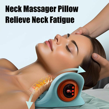 Electric Cervical Massager Neck Stretcher Pulse Traction Heating Pain Relif Chiropractic Traction Head Acupoint Massage Pillow