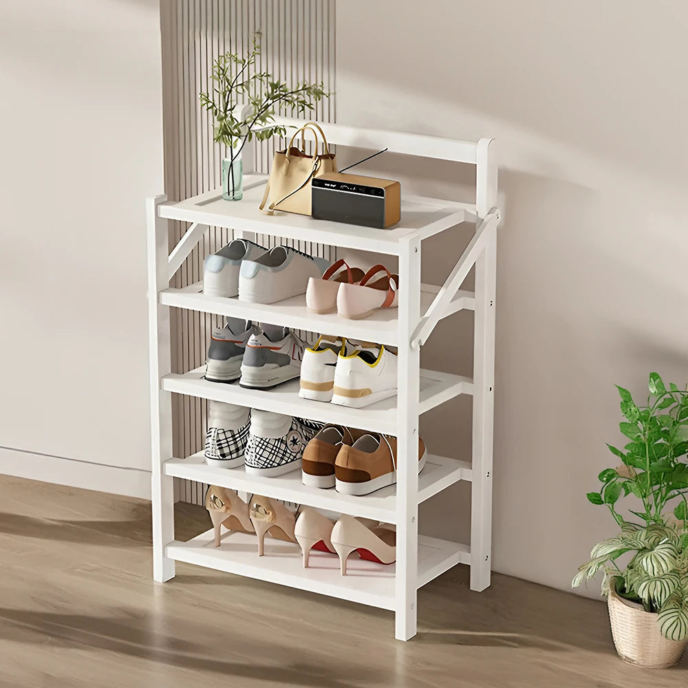 Voltsify Foldable 5-Tier Bamboo Shoe Rack, Waterproof, No-Assembly Storage Shelf for Home, Office & Entryway