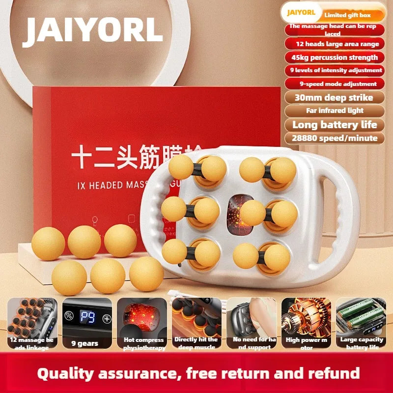 JAIYORL 24 Massage Heads Massage Gun Deep Tissue Muscle Professional Grade High Quality Wireless Frequency Vibration Masajeador