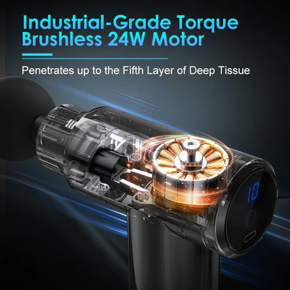 Sejoy Mini Portable Fascia Massage Gun with LED Touch Screen 4 Replaceable Massage Heads 10 Speeds Percussion Massager