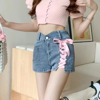 Skinny Denim Shorts For Women Jorts High Waist Tight Booty Short Jean Pants Woman Wholesale Outdoor Luxury Aesthetic Comfy Flowy