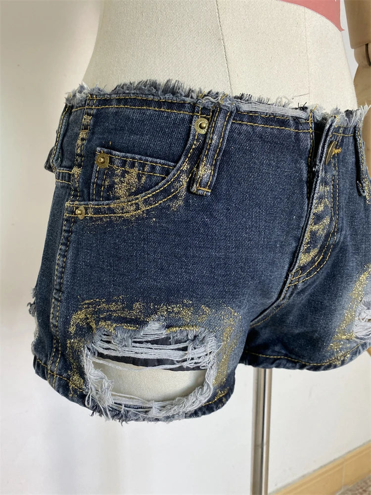 Women's Rough Edges Holes Skinny Denim Shorts Summer New Super Hot Girl Street Casual Female Hip Wrap Distressed Mini Shorts