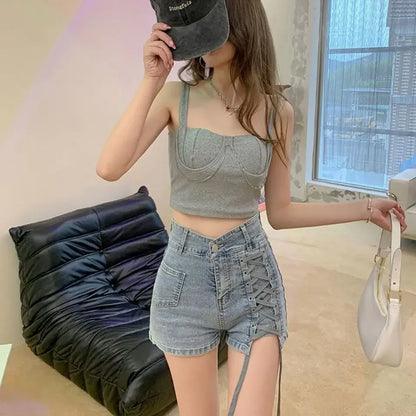 Skinny Denim Shorts For Women Jorts High Waist Tight Booty Short Jean Pants Woman Wholesale Outdoor Luxury Aesthetic Comfy Flowy