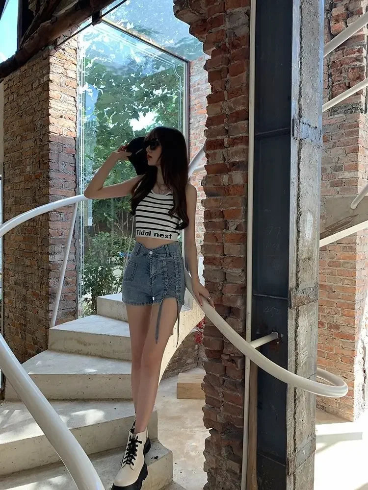 Skinny Denim Shorts For Women Jorts High Waist Tight Booty Short Jean Pants Woman Wholesale Outdoor Luxury Aesthetic Comfy Flowy