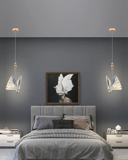 Nordic Colorful Butterfly LED Pendant Lamps for Home Bedroom Living Room Indoor Golden LED Suspened Hanging Chandelier Lighting