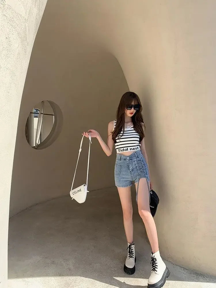 Skinny Denim Shorts For Women Jorts High Waist Tight Booty Short Jean Pants Woman Wholesale Outdoor Luxury Aesthetic Comfy Flowy