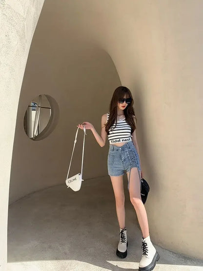 Skinny Denim Shorts For Women Jorts High Waist Tight Booty Short Jean Pants Woman Wholesale Outdoor Luxury Aesthetic Comfy Flowy