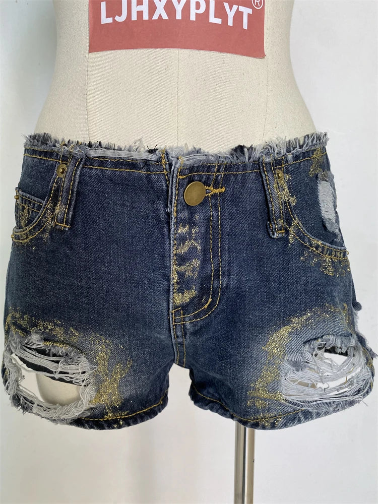 Women's Rough Edges Holes Skinny Denim Shorts Summer New Super Hot Girl Street Casual Female Hip Wrap Distressed Mini Shorts