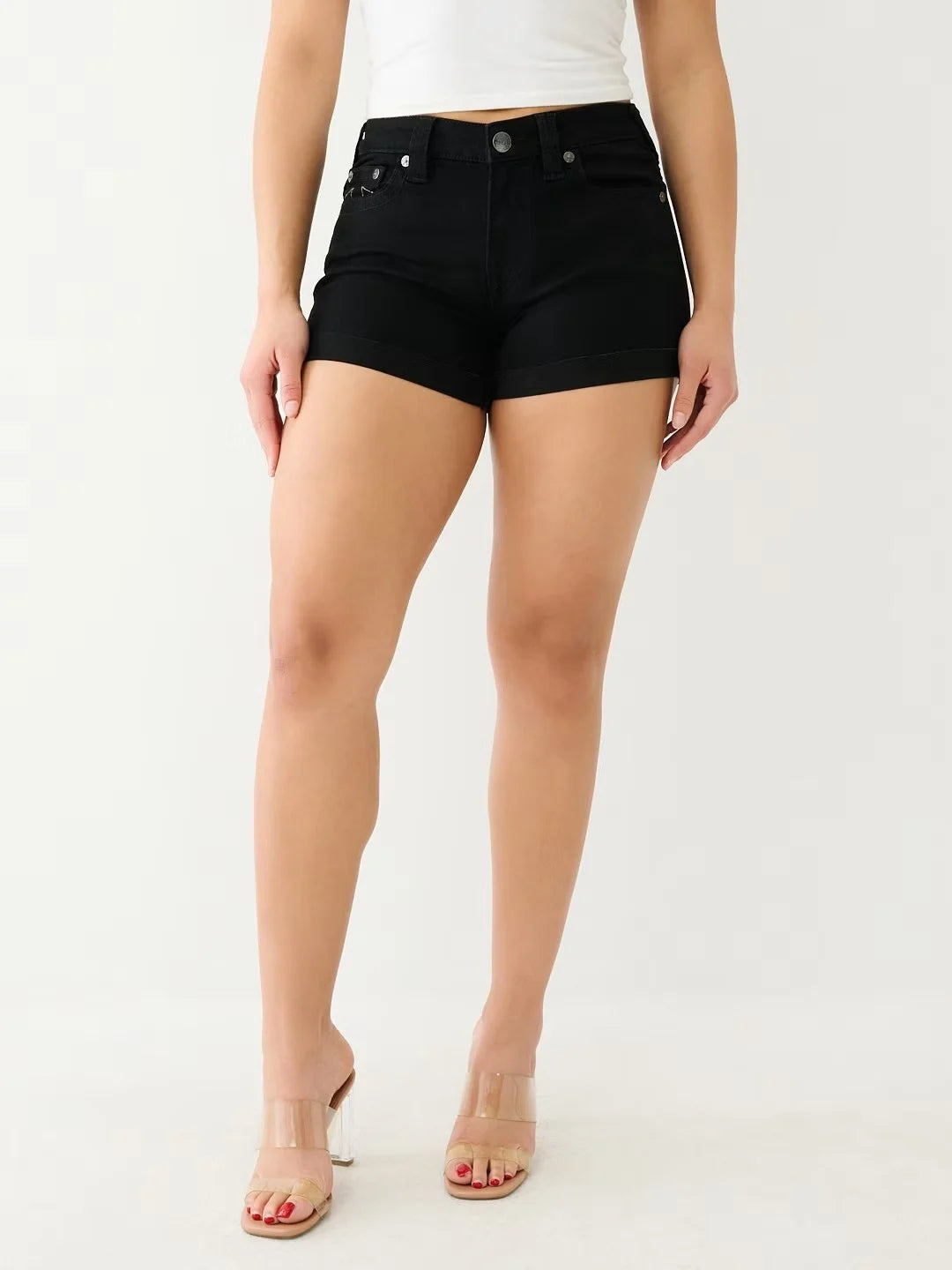 Retro Buddha Short Women Y2K Skirt Goth Hip Hop Pocket Embroidery Sexy Black Loose Denim Shorts Women High Waist Slim Mini Skirt