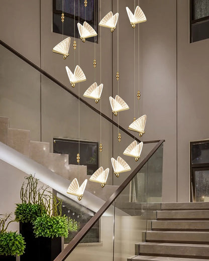 Nordic Colorful Butterfly LED Pendant Lamps for Home Bedroom Living Room Indoor Golden LED Suspened Hanging Chandelier Lighting
