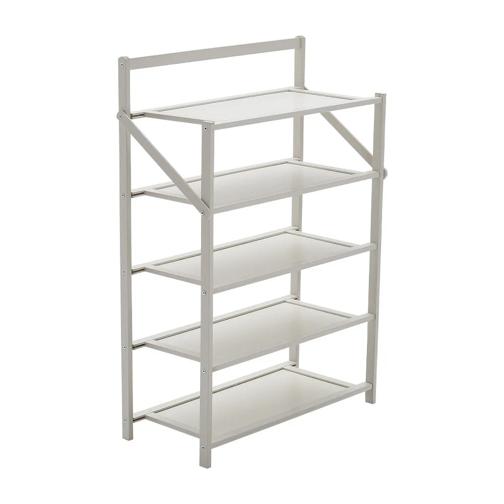 Voltsify Foldable 5-Tier Bamboo Shoe Rack, Waterproof, No-Assembly Storage Shelf for Home, Office & Entryway
