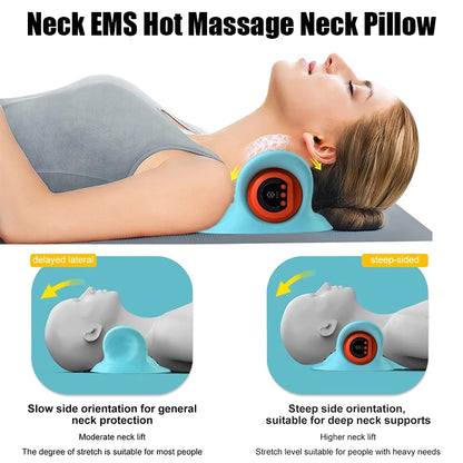 Electric Cervical Massager Neck Stretcher Pulse Traction Heating Pain Relif Chiropractic Traction Head Acupoint Massage Pillow